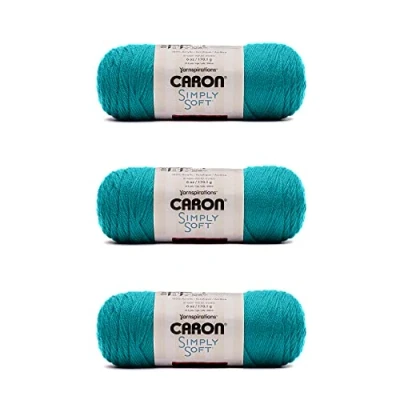 Image of Caron Simply Soft Blue Mint Brites Yarn 3 Pack of 170g/6oz Acrylic 4 Medium (Worsted) 315 Yards Knitting/Crochet