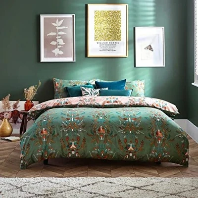 Image of furn. Luna Wood Duvet Cover Set, Fern Green, Single