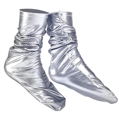 Image of 1 Pair Holographic Socks Work Business Reflective Solid Color Sock Shiny Metallic Costume Socking for Men Women