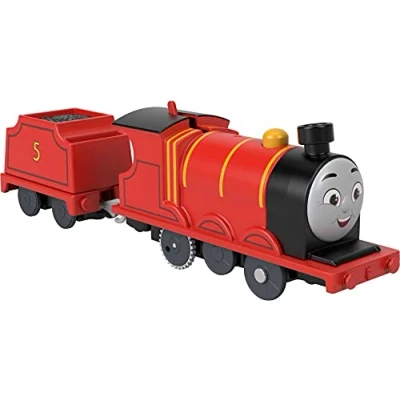 Image of Thomas &amp; Friends Fisher Price James Motorized Toy Train, Battery Powered Engine with Tender for Preschool Kids Ages 3 and Up