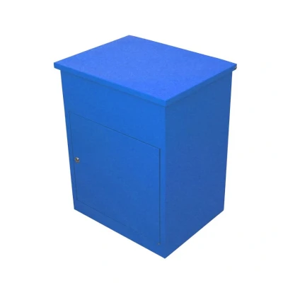 Image of Parcel Post Box Blue Lockable Wall Mounted Secure Large Outdoor Letter Smart Mail Drop Weatherproof Galvanised Steel 5 Keys 580 x 460 360mm