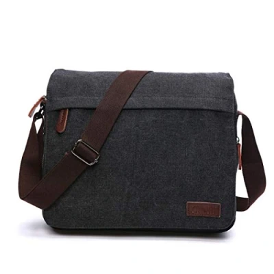 Image of AYES Retro Messenger Bag Shoulder Crossbody Laptop Satchel for Men (Black)