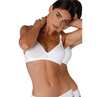 Image of Lovable Women&#039;s Cotton Line Bra, Opaque, Bianco, 34 C (Pack of 2)