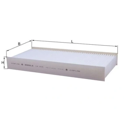 Image of 70374660 Pollen Filter MAHLE ORIGINAL LA 410 Particulate 376,0mm 175mm 48,0mm FIAT: Scudo II Van, II, Platform / Chassis