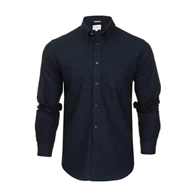 Image of Ben Sherman Men&#039;s Button Down Collar Oxford Shirt, Long Sleeved, Regular Fit (Dark Navy (Embroidered Pocket Logo)) XL