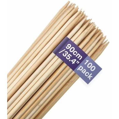Image of MATANA 100 Extra Long Marshmallow Roasting Sticks, 90cm/35 Inches (0.6cm/6mm Thick) XL Wooden Skewers for Toasting Smores, Grilling, Fire Pit, Bonfires, Camping, Parties Sturdy &amp; 100% Natural