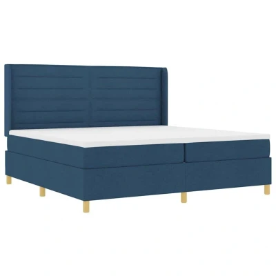 Image of vidaXL Box Spring Bed with Mattress &amp; LED Blue 200x200 cm Fabric