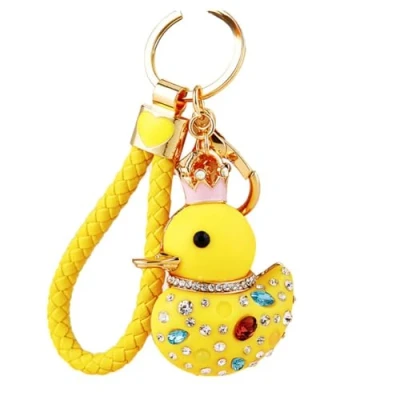 Image of NISCAYA Cartoon Yellow Duck Keychain Rhinestone Crystal Cute Key Ring Car Chain Holder Handbag Purse Charm Accessories Gift
