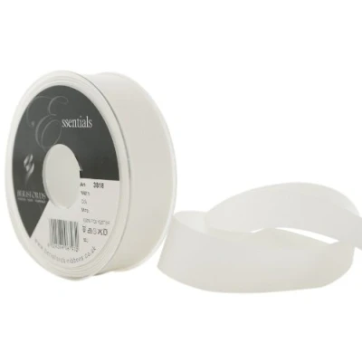Image of Berisfords 25 mm Rustic Taffeta Ribbon, White
