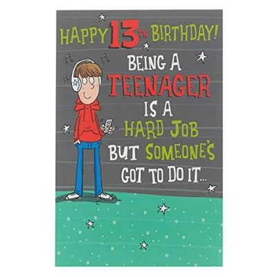 Image of UK Greetings 13th Birthday Card for Him/Friend Funny Teen Design