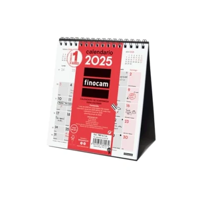 Image of Finocam Neutral Desktop Calendar to Write 2025 Month View January December (12 months) Spanish