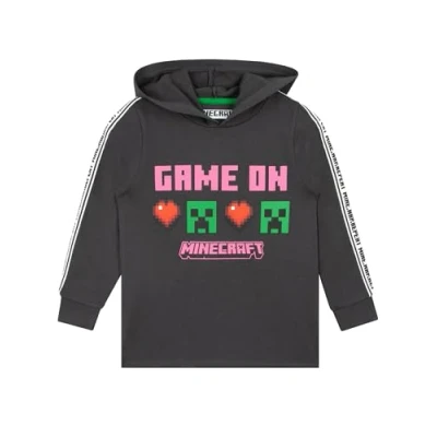 Image of Minecraft Hoodie Gaming Girls Cotton Girls’ Hoodies Hooded Sweatshirts Grey 10 11 Years