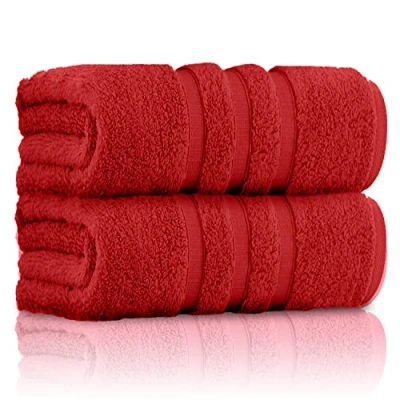 Image of GC GAVENO CAVAILIA Luxury Quick Dry Bath Sheet, 100% Egyptian Cotton Highly Absorbent Bathroom Towel Set, Zero Twist, Red