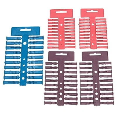 Image of 100pc Multicolour Plastic Wall Anchors Set 3 Sizes By Blackspur