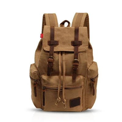Image of FANDARE Retro 15.6 Inch Backpack for Laptop, Outdoor, Travel, Work, Student, Hiking, School Bags, Daypack Canvas, Khaki A, M, Leisure