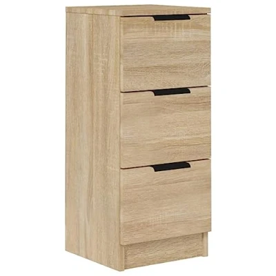 Image of vidaXL Sideboard in Sonoma Oak Engineered Wood Modern Cabinet with 3 Drawers Versatile Storage Furniture for Living Room, Bedroom, Office