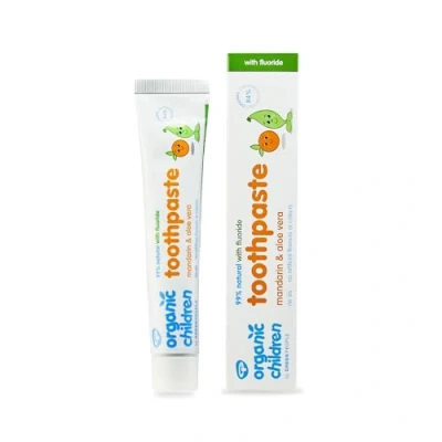 Image of Organic Children Mandarin and Aloe Vera Fluoride Toothpaste, 50 ml Natural Toothpaste