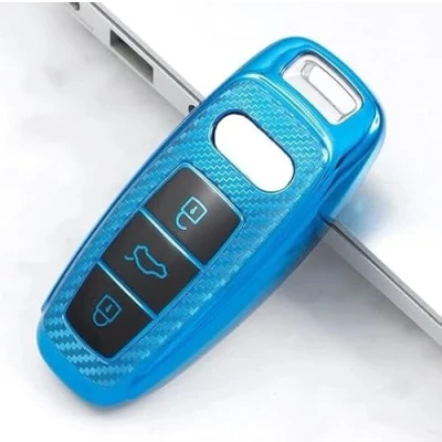 Image of RELL CASES Soft Silicone Key Fob Cover Protection Case for Audi A1, A3, A4, A5, A6, A7, A8, B9, Quattro, TT, TTS, 8S, Q3, Q5, Q7 2009 2017 (BLUE)
