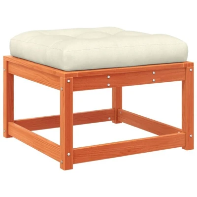 Image of vidaXL Garden Footstool with Cushions Wax Brown Solid Wood Pine