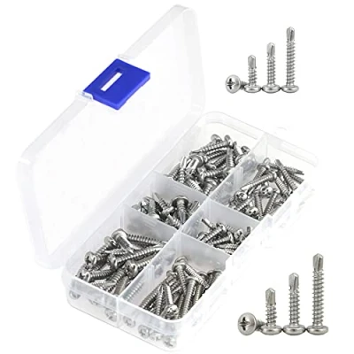 Image of 120 PCS Stainless Steel Self Drilling Screws,Self Tapping Screws for Metal(120 PCS, Round Head M3.5 &amp; M4.2)