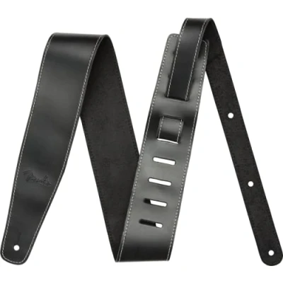 Image of Fender Broken In Leather Strap, Black 2.5&quot;