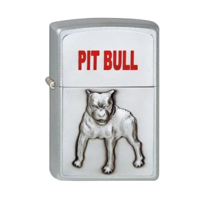 Image of Zippo Unisex Adult Pit Bull Emblem Windproof Pocket Lighter Chrome