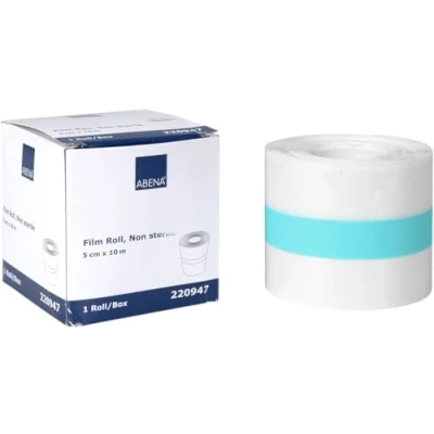 Image of ABENA waterproof film bandage, 10m x 5cm roll, transparent wound dressing, plaster, latex free, non sterile