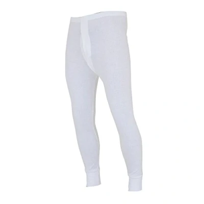 Image of FLOSO Mens Thermal Underwear Long Johns/Pants (Standard Range) (White) Size X Large