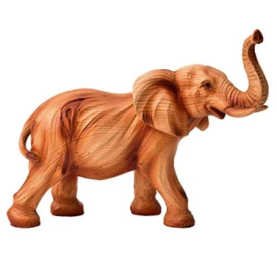 Image of Naturecraft Wood Effect Resin Statue Ornament Figurine Elephant 2051