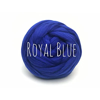 Image of Chunky Wool Royal Blue for arm Knitting Blanket Weaving Felting Jumbo Yarn Giant Soft 250g (0.55lb)