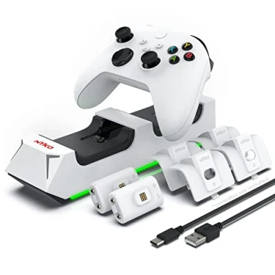 Image of Nyko Charging Station for Xbox Series XS and Charge Base 2 Controllers w/LED Indicators Extra USB Port Controller Stand w/Rechargeable Batteries Accessories