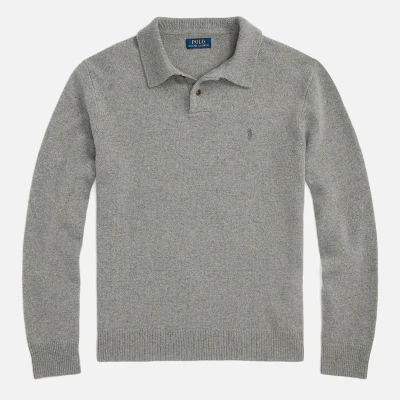 Image of Polo Ralph Lauren Woolcashmere Polocollar Sweater Jumper, Men&#039;s, Size: XL, Fawn grey heather