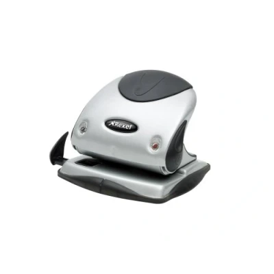 Image of Rexel Precision 225 2 Hole Punch, 25 Sheet Capacity, Paper Alignment Indicator, Metal, Silver/Black, 2100743