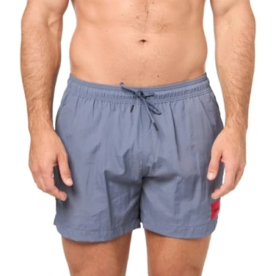 Image of HUGO Men&#039;s Standard Square Logo Swim Trunk, Amalfi Blue, Medium