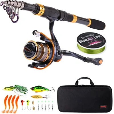 Image of Sougayilang Telescopic Fishing Rod Reel Combos Portable pole with Spinning Carrier Bag for Travel Saltwater Freshwater Fishing（1.8M/5.91Ft）