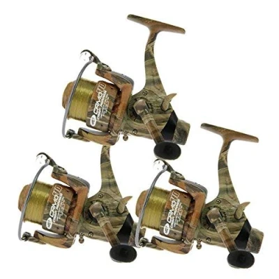 Image of 3 x Camo40 Carp Runner 3BB Fishing Reel with 12lb Line + Spare Spool NGT