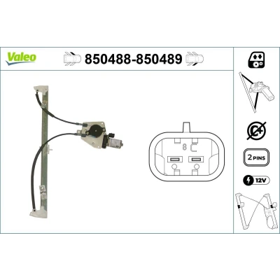 Image of 922191HS, 9221H5 Window regulator VALEO 850488 Left Front electric with motor without comfort function PEUGEOT: Expert I Van,