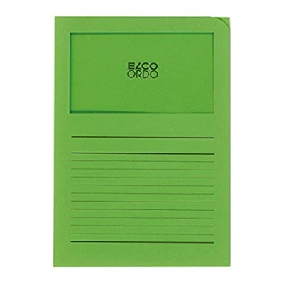 Image of ELCO Ordo Classico 220x310 mm 120GSM Paper Folder with Printing and 180x100 Window (Box of 100) Bright Green