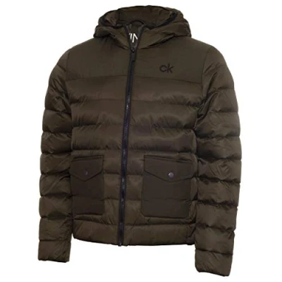 Image of Calvin Klein Mens Padded Pocket Jacket Khaki/Black L