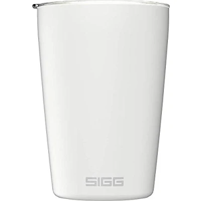 Image of SIGG Coffee Travel Mug Neso Pure Ceram With Tritan Lid Dishwasher Safe Lightweight BPA Free 18/8 Stainless Steel White 0.3 L