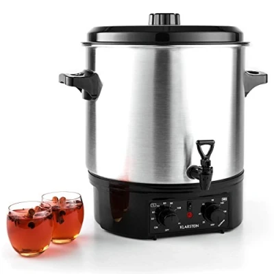 Image of Klarstein Biggie Preserves Cooker, Mulled Wine Machine, Electric, 27 litres, 2000 W, Temperature: 30 100C, up to 120 Minutes, Spigot, Stainless Steel, Insulated Plastic Handle, red