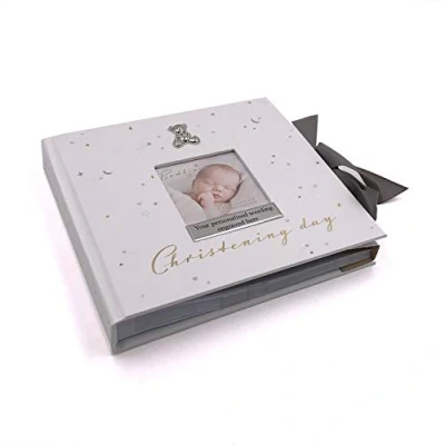 Image of ukgiftstoreonline Personalised Christening Day Photo Album Gift With Raised Icons Boxed