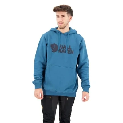 Image of Fjallraven 84144 574 Fjällräven Logo Hoodie M Sweatshirt Men&#039;s Deep Sea Size S