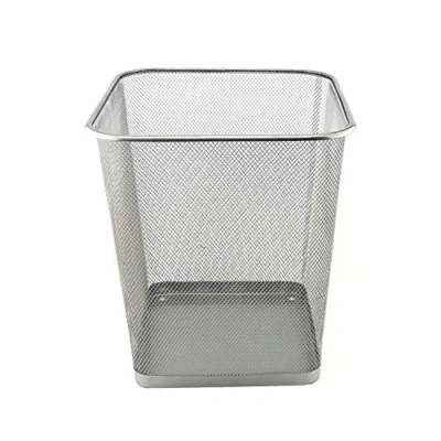 Image of D.RECT Metal Bin Mesh 18L Bedroom Bin, Trash Can, Office Small Waste Paper Bins, Silver