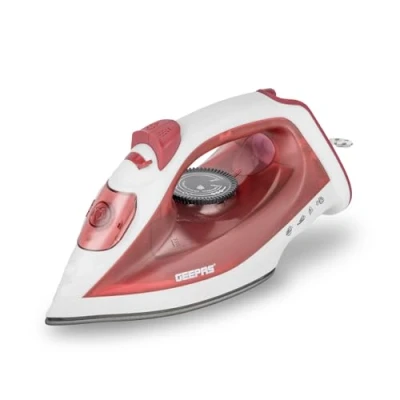 Image of Geepas 1800W Steam Iron Dry &amp; Wet Iron, Variable Temperature Control, Non Stick Soleplate, 120ml Tank Dry/Spray/Steam/burst of Steam/Vertical 2 Years Warranty, Red