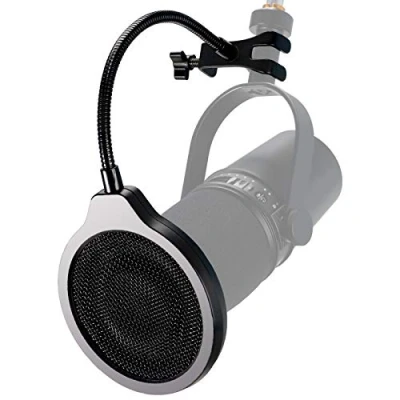 Image of YOUSHARES MV7 Mic Windscreen 4 Inch 3 Layers Pop Filter with Flexible 360 Gooseneck Clip Mask Shield for