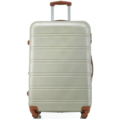 Image of Merax 28&quot; Travel Trolley Suitcase, 4 Wheel Luggage with Silent Universal Wheels,ABS Hardshell,Expandable, Secure Lock, Adjustable Handle (Golden Green and Brown)
