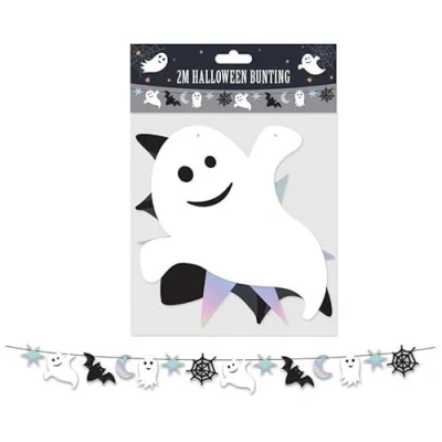 Image of Happy Halloween Banner Bunting Party Decoration Hanging Decors Garlands Trick 2M (Ghost)
