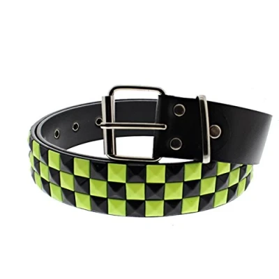 Image of Zac&#039;s Alter Ego Bicolour Chessboard 3 Row Pyramid Studded Belt