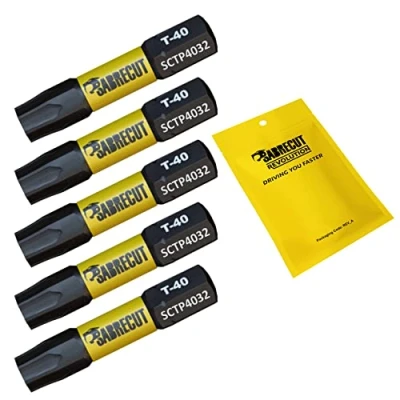 Image of 5 x SabreCut SCTP4032_5 32mm T40 TX40 Torx Tamper Proof Security Magnetic Impact Screwdriver Driver Bits Set Heavy Duty Compatible with Dewalt Milwaukee Bosch Makita and More